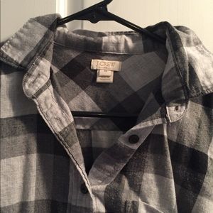 JCrew XS black and white flannel